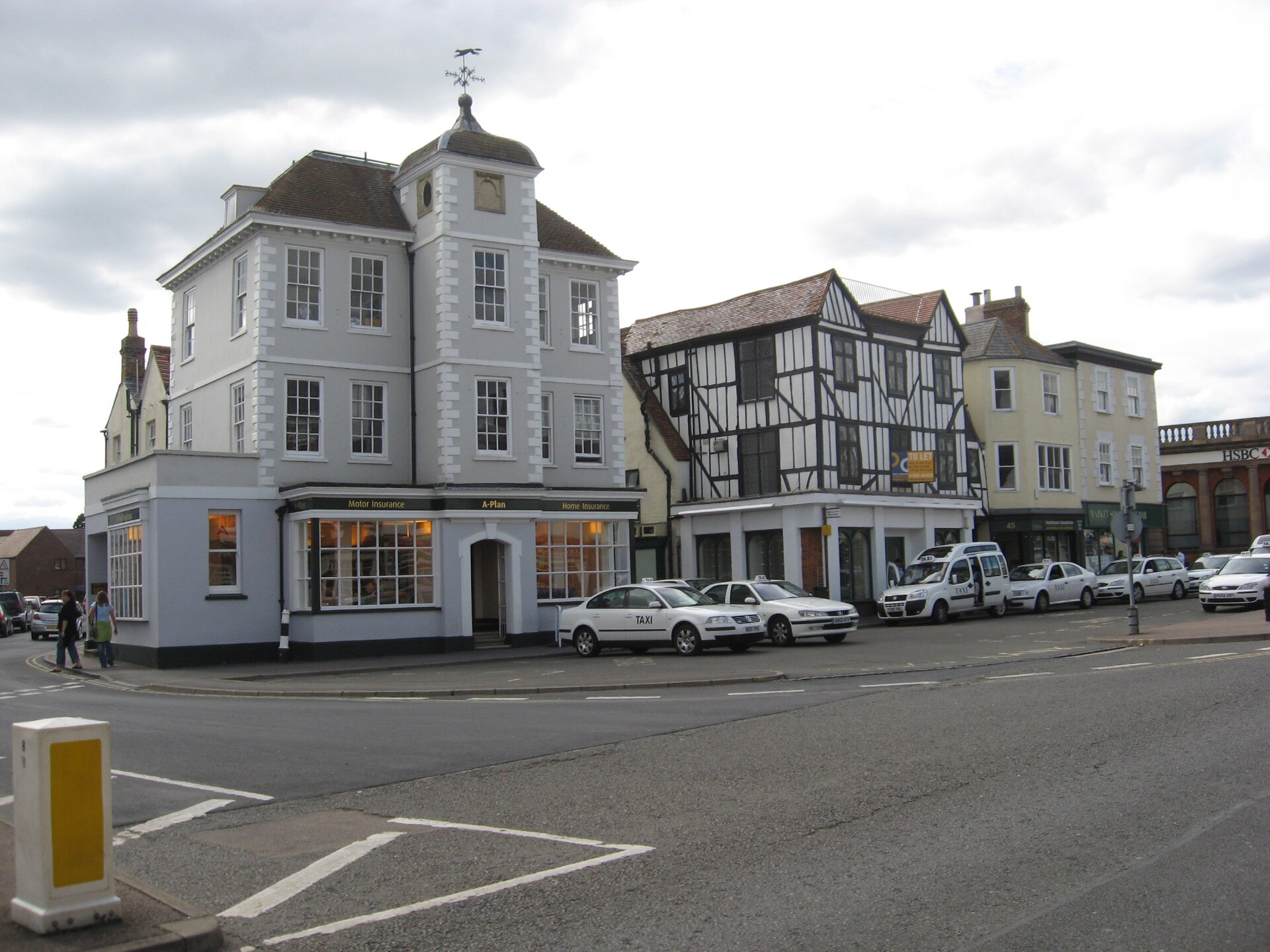 Historic buildings and shops around Market Square in Bicester